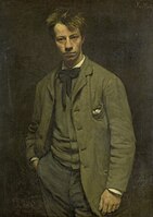 Portrait of Albert Verwey . 1885. oil on canvas medium QS:P186,Q296955;P186,Q12321255,P518,Q861259 . 112 × 80 cm (44 × 31.4 in). Amsterdam, Rijksmuseum Amsterdam.