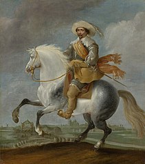 Prince Frederik Hendrik on horseback outside the fortifications of 's-Hertogenbosch, 1629