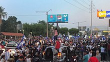 Crowds of protesters in Managua on 24 April 2018 Protestas en Managua, Nicaragua de 2018 (1).jpg