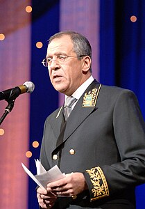 English: S.Lavrov congratulates workers in the diplomatic service Русский: С.Лавров поздравил работников дипломатической службы