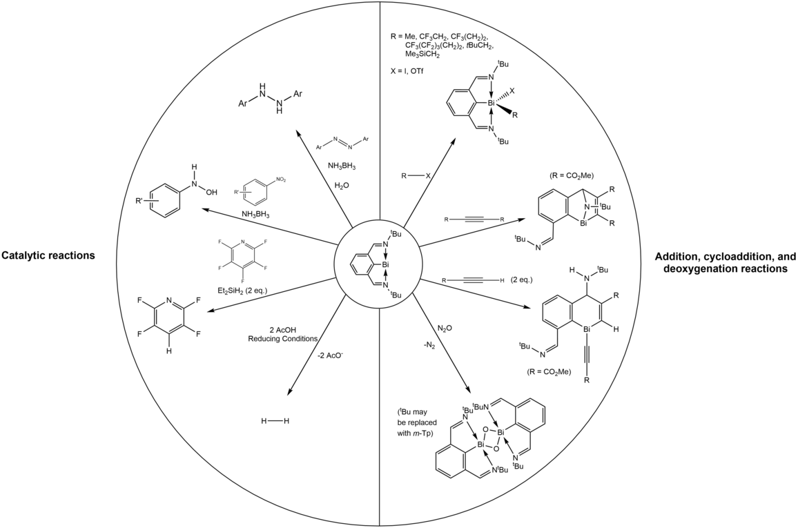 Summary of the reactivity of Dostál's bismuthinidene.