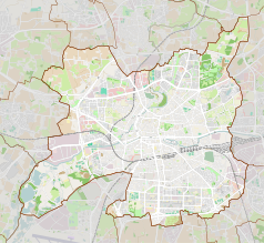 Mapa konturowa Rennes, po prawej znajduje się punkt z opisem „Université Rennes 1”