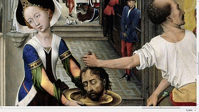 Detail; Salome receives John's severed head on a platter