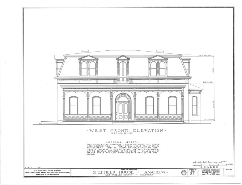 File:S.A. Sheffield House, Los Angeles and Sycamore Streets, Anaheim, Orange County, CA HABS CAL,30-ANHI,1- (sheet 3 of 10).tif