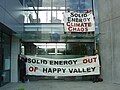 Save Happy Valley Coalition protest outside the head office of Solid Energy.
