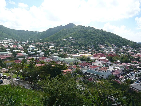 View of the capital Marigot from Fort St. Louis