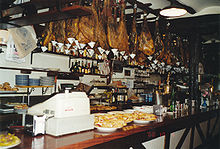 Jamón serrano and pintxos in one of the numerous bars of the Old Quarter