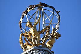 Sculpture of armillary sphere with zodiac and three putti, 30 Princes Street and South St Andrew's Street, formerly Forsyth's, Edinburgh. Photo, Jamie Mulherron.jpg