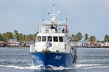 The Malaysian Maritime Police on duty patrolling the waters around Semporna especially on the Bajau Laut villages to prevent any further intrusion. Semporna Sabah Ship-PA-16-01.jpg