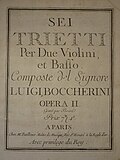 Vignette pour Six trios opus 1 de Luigi Boccherini