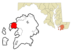 Somerset County Maryland Obszary włączone i nieobjęte osobowością prawną Dames Quarter Highlighted.svg