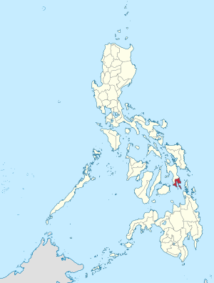 Мапа на Филипините со факти за Јужен Лејте highlighted