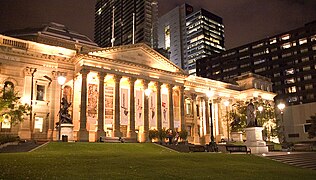 State Library of Victoria illuminated at night
