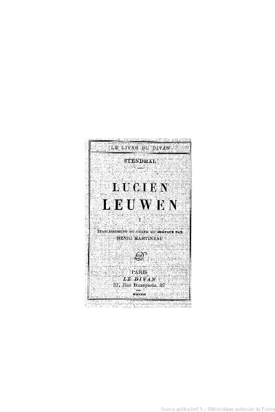 File:Stendhal - Lucien Leuwen, I, 1929, éd. Martineau.djvu