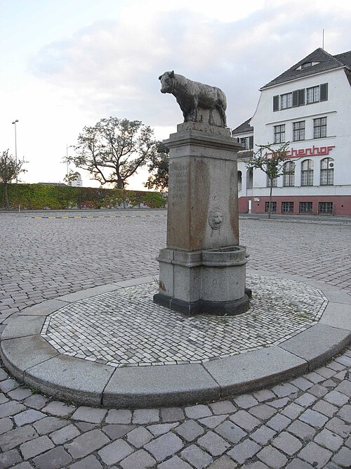 Bull Fountain in front of the former Dresden Abattoir, Grosses Ostragehege