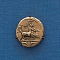 Syrakosai - 405 BC - silver tetradrachm - charioteer in quadriga and Nike - head of Arethousa - London BM RPK-p254K-60-Syr