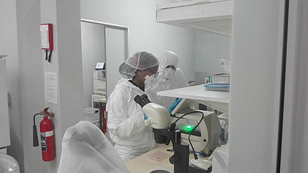 Tuberculosis  researchers working in a Bio-safety Level 3 Lab at the University of Cape Town. The Institute of Infectious Disease is noted for its work on this disease.