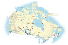 Map with areas labelled where the Truth and Reconciliation Commission held outreach and statement-gathering events over the impact of residential schools with the indigenous peoples TRC in the Community (Map 1) without captions.svg