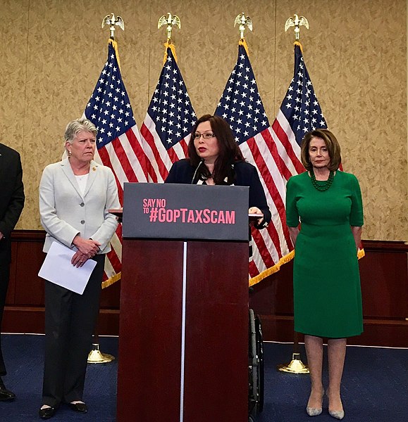 Senator Tammy Duckworth and then House Minority Leader Nancy Pelosi press conference opposing the bill in 2017.