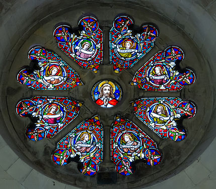 Rose window of the the Temple Church in London, England