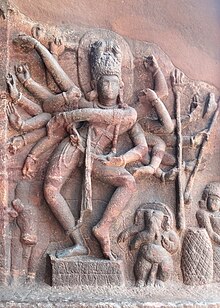 Nataraja or Dancing Shiva in Cave 1 Temple troglodytique dedie a Shiva (Badami, Inde) (14146091479).jpg