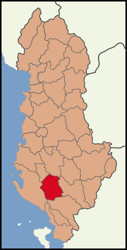 Bản đồ thể hiện vị trí của Quận Tepelenë ở Albania