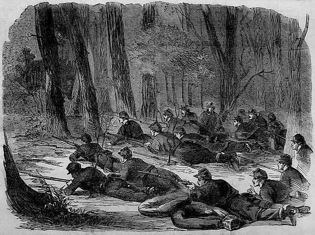 The Army of the Potomac – Our Outlying Picket in the Woods, an illustration of the Army of the Potomac by Winslow Homer published in Harper's Weekly o