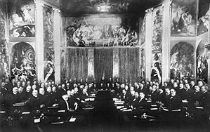 The First Hague Conference in 1899: A meeting in the Orange Hall of Huis ten Bosch palace The First International Peace Conference, the Hague, May - June 1899 HU67224.jpg
