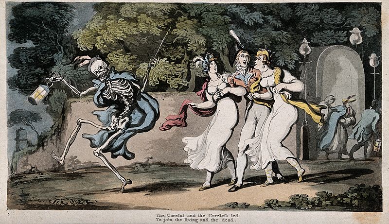 File:The dance of death; the careless and the careful. Coloured a Wellcome V0042005.jpg