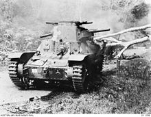 Type 95 Ha-Go tanks destroyed by an Australian 2-pounder anti-tank gun during the Battle of Muar in the Malayan Campaign.[69]