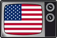 immagine televisiva che mostra la bandiera americana