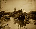 The largely destroyed bow of the USS Maine