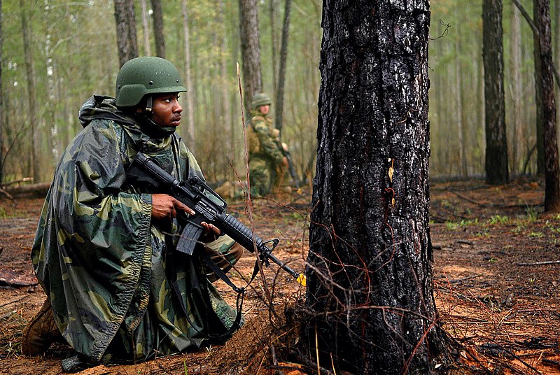 File:US Navy 090316-N-3674H-139 Builder 3rd Class Maurice Clardy, assigned to Naval Mobile Construction Battalion (NMCB) 74, patrols during a field training exercise at Camp Shelby, Miss.jpg