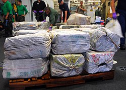 Cocaína decomisada en el Mar del Caribe por la Armada de Estados Unidos.