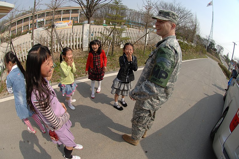 File:US Soldiers interacting with children in the DMZ.jpg