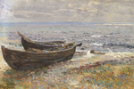 Båtar på stranden på Ærø, 1917 eller 1918