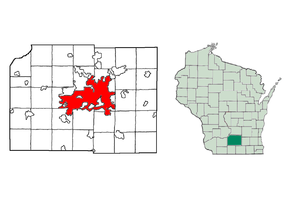Localizarea orașului Madison în Comitatul Dane, Wisconsin