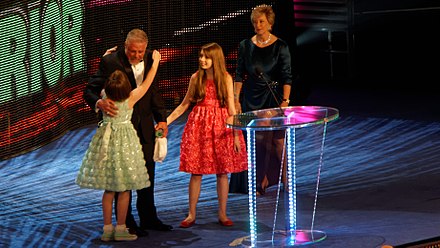 McMahon at the WWE Hall of Fame induction of The Ultimate Warrior, April 5, 2014