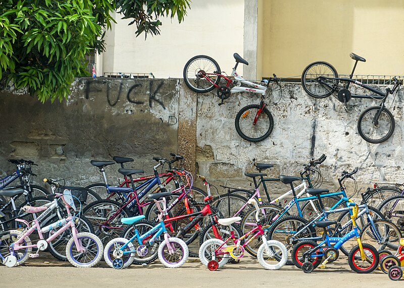 File:Wall of bicycles in Accra.jpg