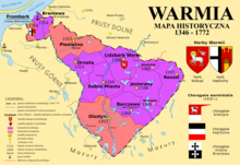 Administrative division of Warmia in 1346-1772 Warmia historyczna.png