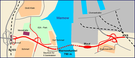 Warnowtunnel Rostock Lageplan