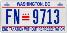 Washington, DC kenteken, 2017.png