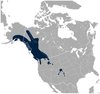 Ptarmigan cola blanca Lagopus leucura mapa de distribución.png