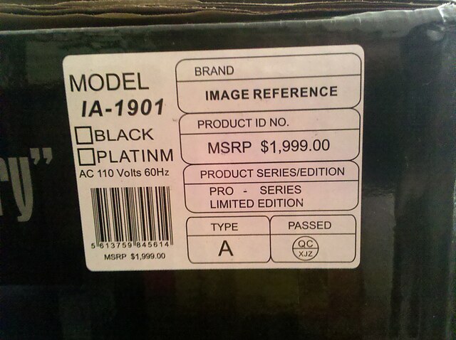 A fraudulent manufacturer's suggested retail price on a speaker