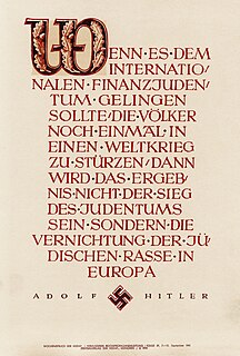 <span class="mw-page-title-main">Hitler's prophecy</span> Adolf Hitlers speech on 30 January 1939