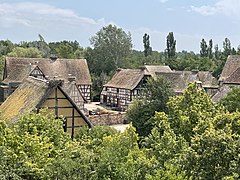 Vue de l'Écomusée d'Alsace, depuis la tour médiévale, Ungersheim