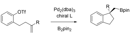 1,2 intramolecular carboboration, made enantioselective with chiral ligand. 1,2 intramolecular carboboration, made enantioselective with chiral ligand.png