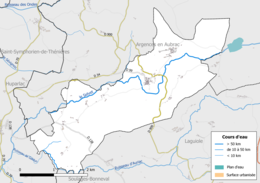Színes térkép, amely az önkormányzat vízrajzi hálózatát mutatja