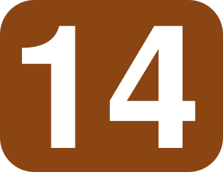 File:14 white, saddlebrown rounded rectangle.svg