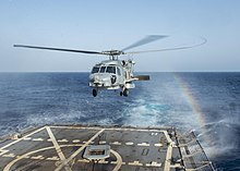 MH-60 Seahawk above USS Bulkeley's flight deck 160518-N-AO823-027 (27316233692).jpg